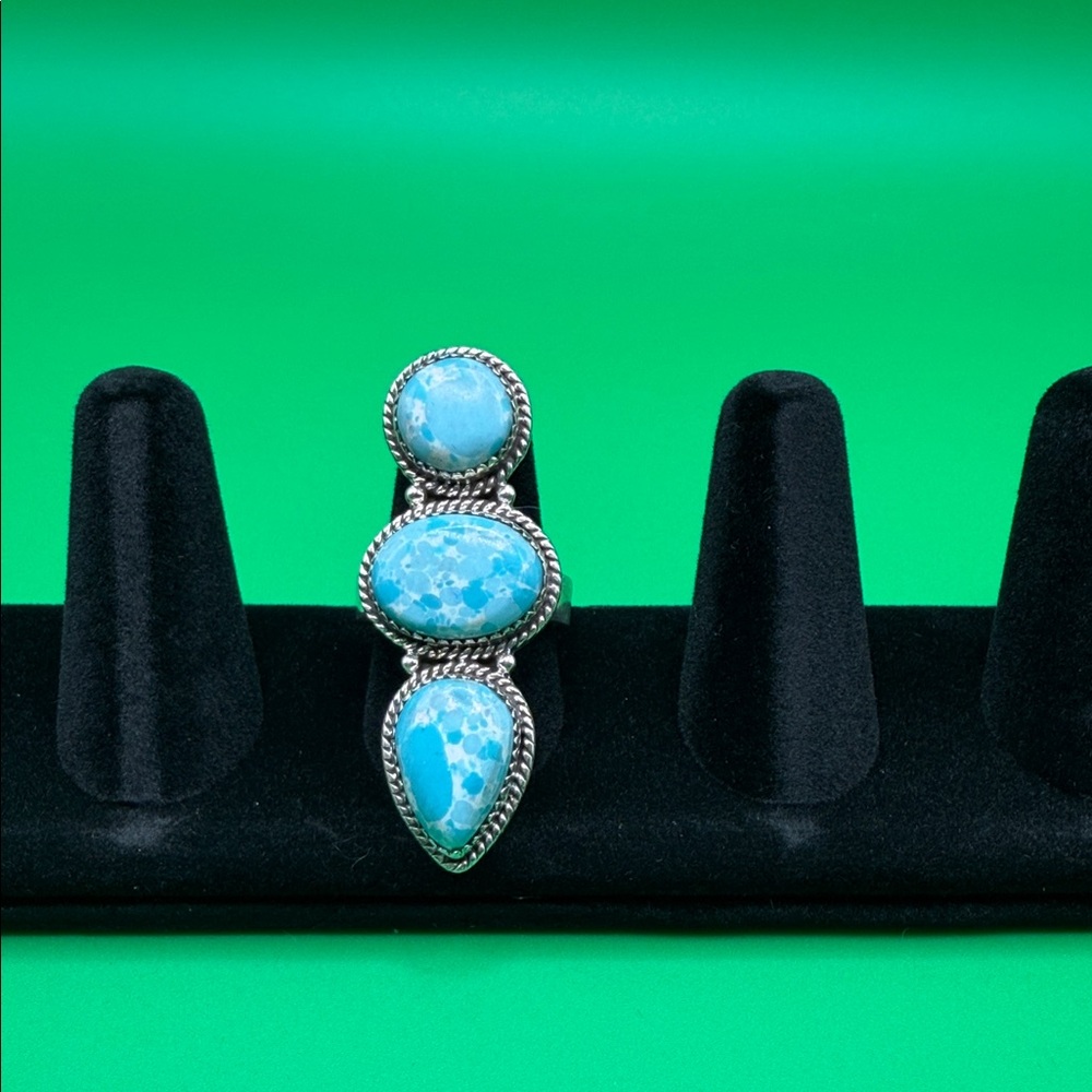 Whitewater Turquoise Adjustable Ring - image 3